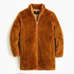 J.Crew Zip Up Teddy Coat in Warm Brandy Medium EUC
